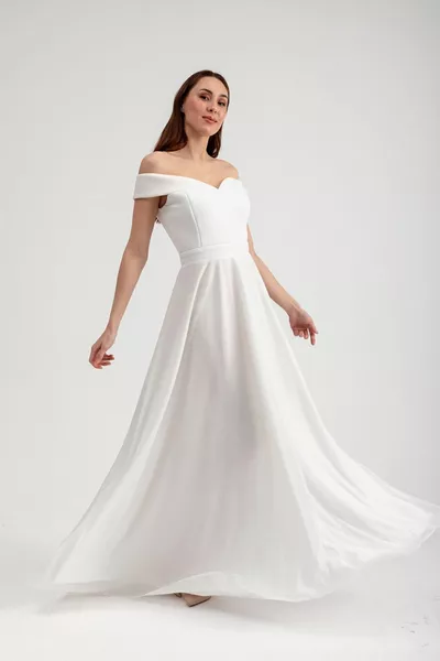 Abito da sera glitterato con scollo a barca da donna invito a nozze - /ecru