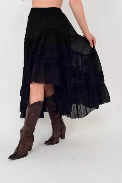 Custom Design Raw Linen Women's Ethnic Model Lined Carmen Skirt