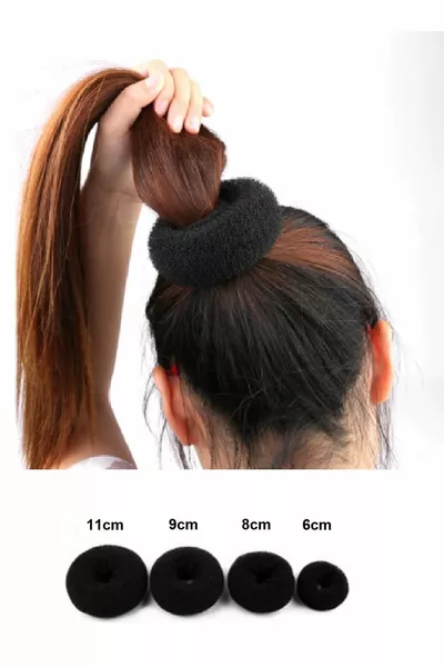 Ensemble de fermoirs à chignon éponge noir 4 pièces cm