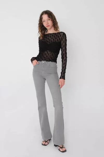 Flare jeans met hoge taille -pnk