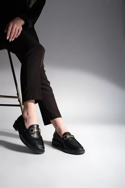 Mocassins pour femmes Mocassins Casual Buckle Chaussures décontractées Tonyas Noir