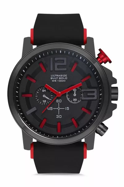 Montre-bracelet homme noir en silicone 