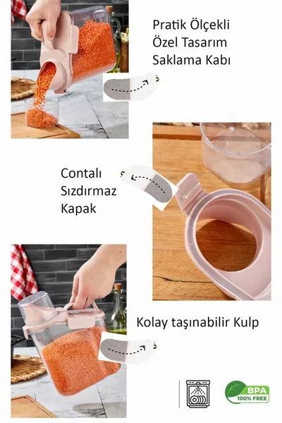 3 قطع فريدة من نوعها 2 لتر حاوية تخزين المواد الغذائية مختومة - تحجيم البقوليات حاوية المنظم جرة 