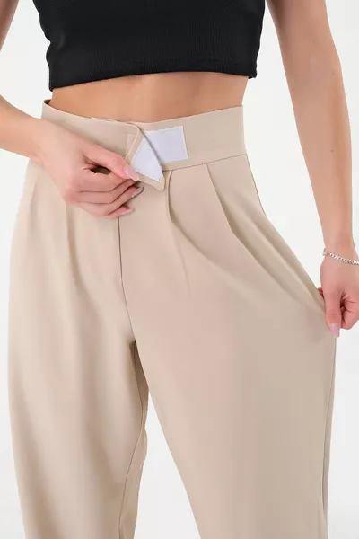 المرأة الحجر عالية الخصر الفيلكرو بالازو السراويل