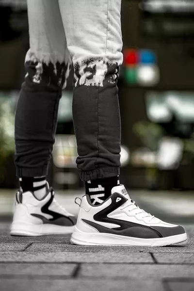 Weiß geräucherte Herren Sneakers