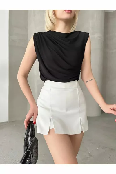 Женская песочная ткань крестообразный шнурок Детализированная блузка без рукавов