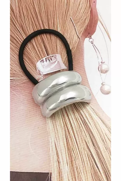 مشبك مطاطي فضي نسائي