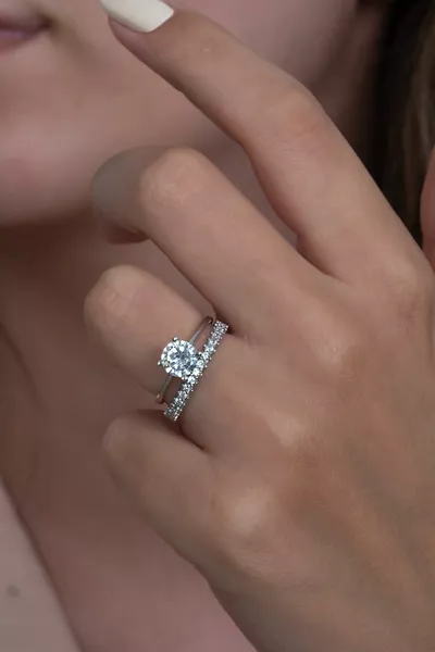 Solitaire en argent et Tamtur bague ensemble cadeau pour amant épouse mère 