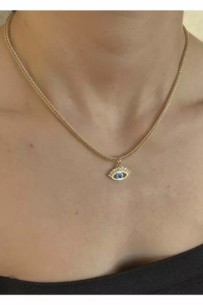 Gold Snake Chain Eye Necklace