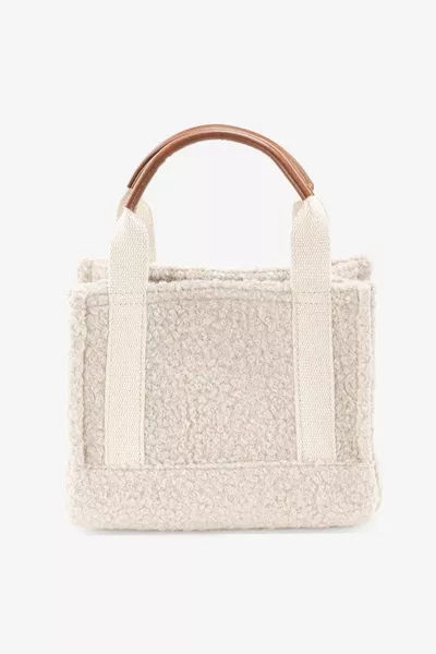 حقيبة نسائية من الفرو الصناعي كريم 