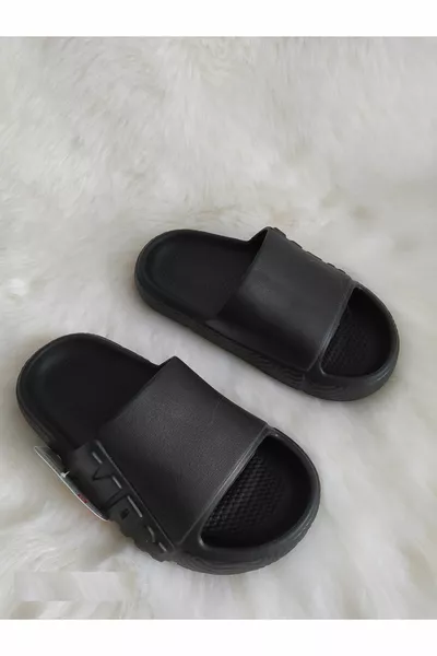 Nero Unisex Bambini Spiaggia Piscina Mare Pantofole Casual