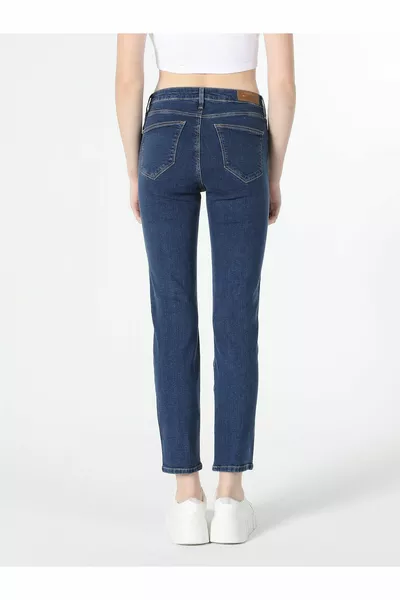  كارلا سليم فيت منتصف الخصر مستقيم الساق أزرق جينز نسائي