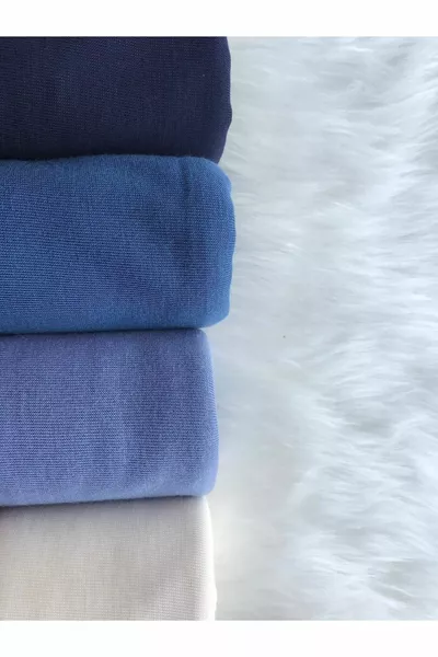 Scialle pettinato Set di 4 (BLU NAVY - INDACO - BLU DENIM - PANNA)