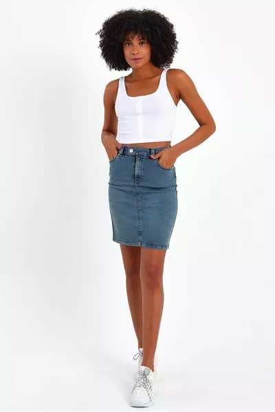 تنورة فريا ديرتي ميد بلو جينز للسيدات