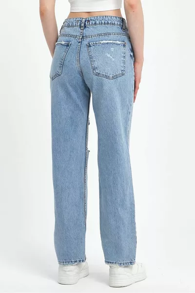 Ngbutika و Geenzmanifacture ليكرا عالية الخصر واسعة الساق رث واسعة الساق الجينز