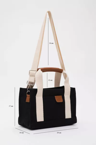 أسود  2 مقصورات قماش قماش قابل للتعديل حزام بسحاب اليد والذراع وحقيبة الكتف L:  G: 