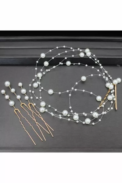 Vintage Hairpin And Pearl Cord Bridal Bun Clasp Wedding Buckle