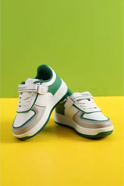 Baskets anatomiques pour garçon blanc vert