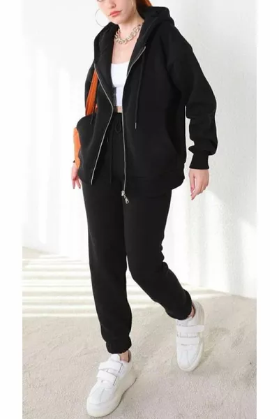 Толстый зимний оверсайз на открытом воздухе женский спортивный костюм с капюшоном