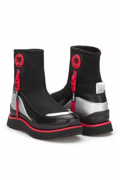 Черно-червени дамски ботуши