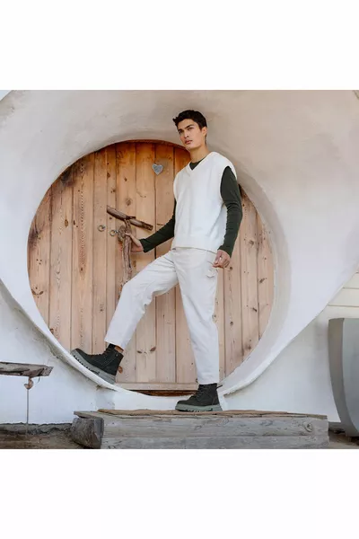 أحذية عسكرية جلدية أصلية مموهة للرجال 