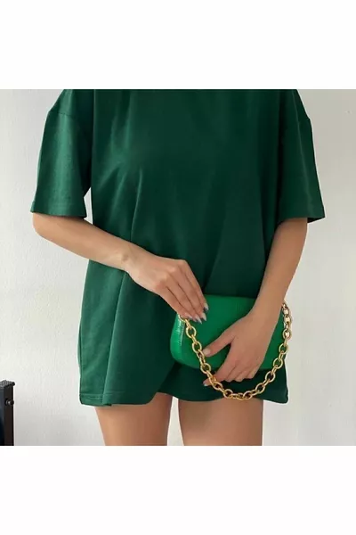 Unisex Green Crew Neck Cotton Oversize Boyfriend T-shirt