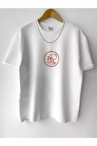 Bedrucktes Kurzarm-T-Shirt aus Baumwolle mit Rundhalsausschnitt