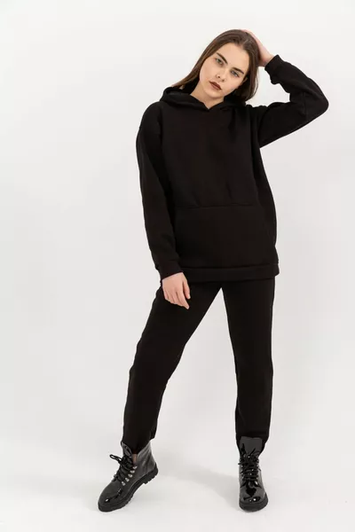 Sweat à capuche unisexe femme 3 fils surdimensionné surdimensionné ensemble