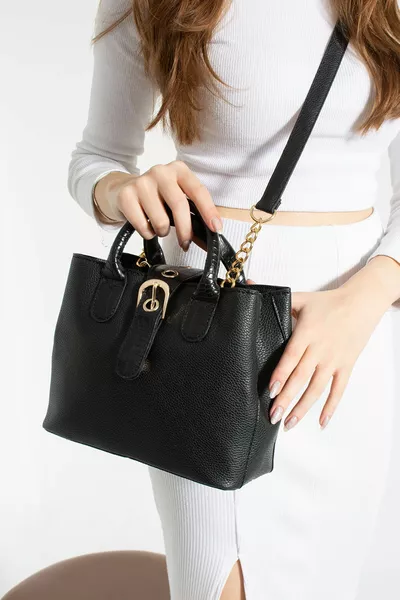 Женская черная сумка на плече и руке из искусственной кожи на застежке-молнии
