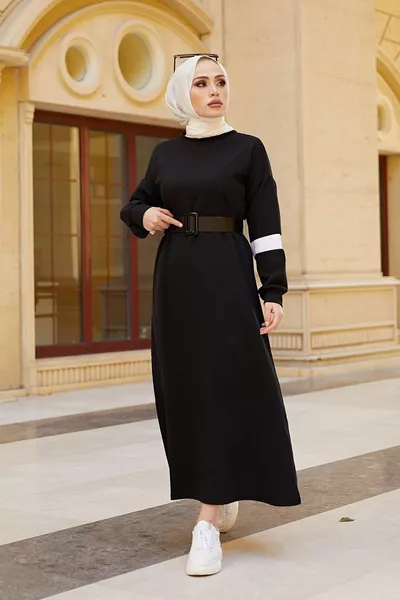 Women's Black Sleeve Detailed Sports Dress