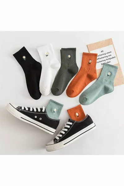 Chaussettes à motifs Daisy pour femmes 5 paires