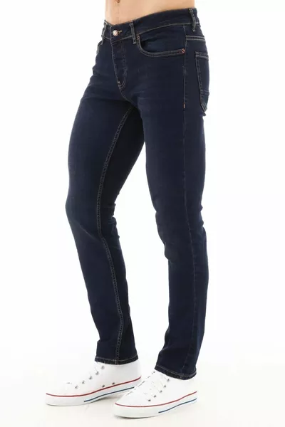 جينز سليم فيت للرجال جو خصر عادي سليم فيت بسط أزرق داكن جينز 