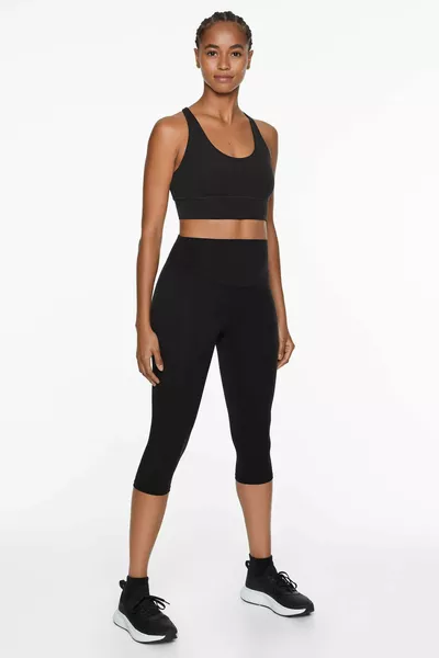 Schwarze Comfortlux Capri-Leggings mit hoher Taille für Damen