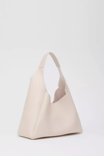 Cream  Faux Leather Zippered Makeup Bag with Snap Closure Hand And Shoulder Bag E: L: W: cm