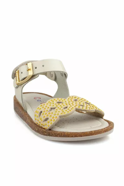 Бежови сандали за момичета от естествена кожа