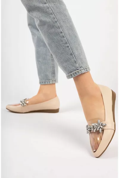 Ballerines femme transparentes beiges