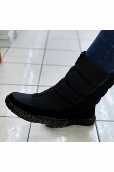  Damen Schwarzes Pelz Schneeboot