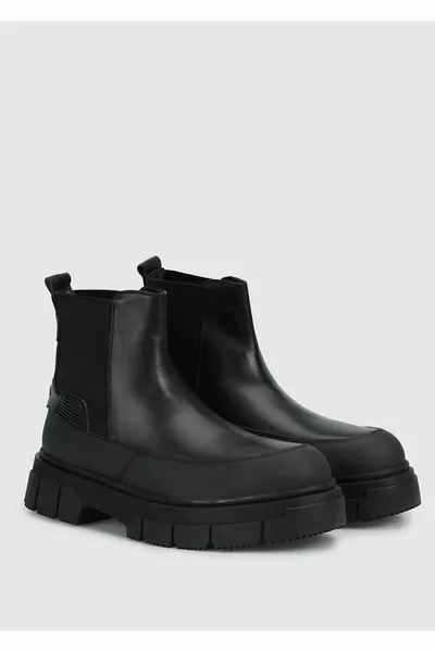 Bottes en cuir noir pour homme