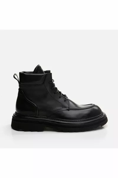 Echt lederen zwarte casual herenlaarzen