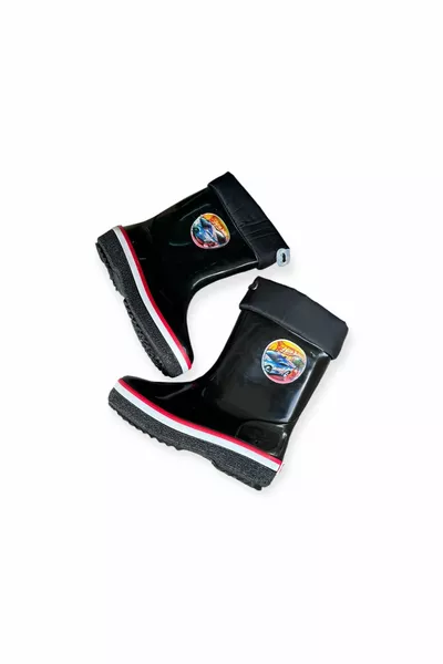 AKINALBELLa bottes de pluie imperméables en molleton noir pour garçon