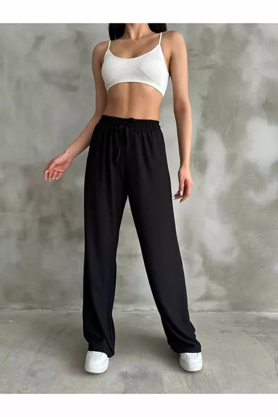 Women's Black Elasticated Waist Palazzo Pants