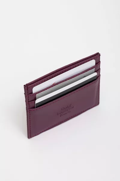 Purple  Unisex Faux Leather Super Slim Model Paper Money Compartment Credit Card And Business Card Holder C