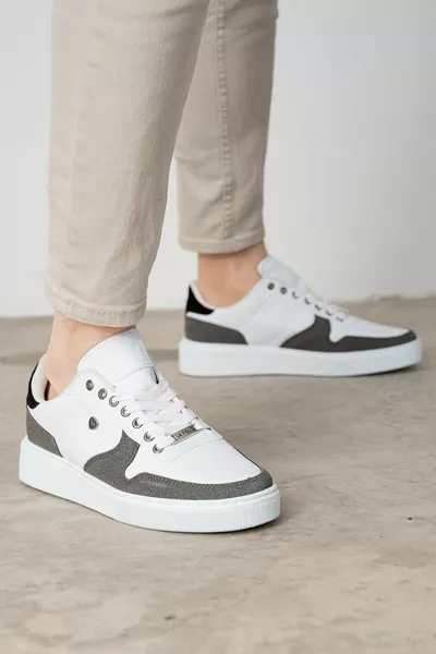  Blanc fumé Couleur Semelles blanches Chaussures décontractées pour hommes