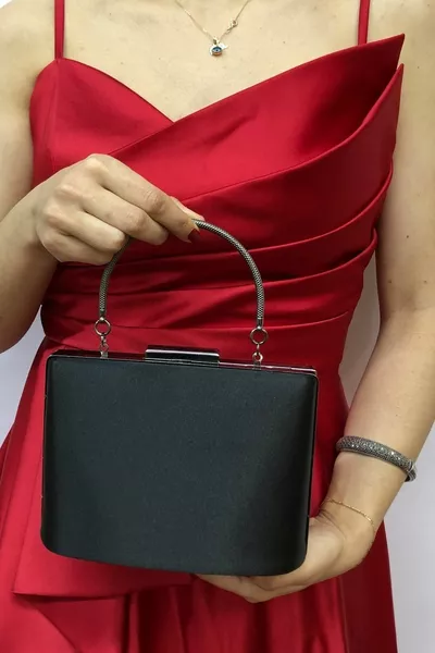 Женское атласное черное вечернее платье клатч портфолио женская сумка