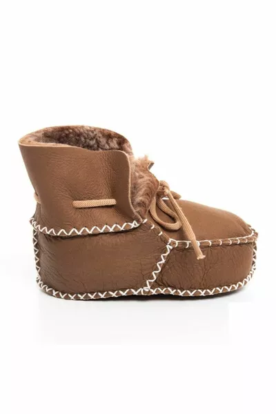 Unisex Brown Baby Organic Leather Booties
