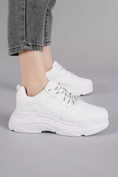 Damen Sneakers aus weißer Haut Bls-q