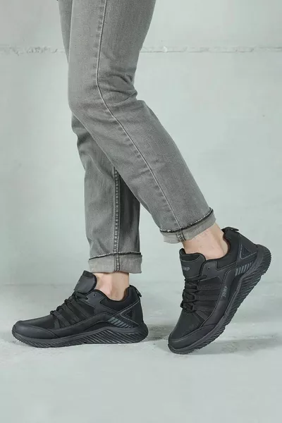  أحذية المشي والجري السوداء لتقويم العظام مع نعل تشريحي