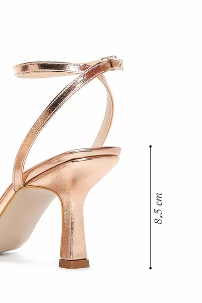 Women's Pink Ankle Buckle Stone Slim Heeled Sandals TS