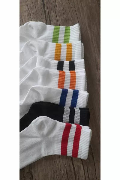 للجنسين الأبيض مخطط القطن نصف محارة الجوارب 7 حزمة مريحة وأنيقة