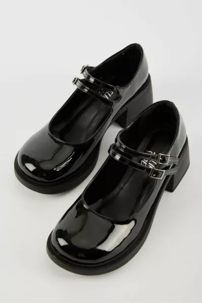 Mocassins en cuir verni Sandy strap pour femmes - NOIR